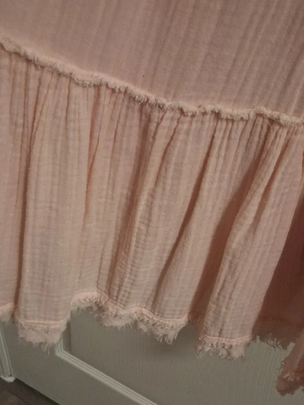 Free People Gauzy Tiered Peasant Tunic in Pale Pink